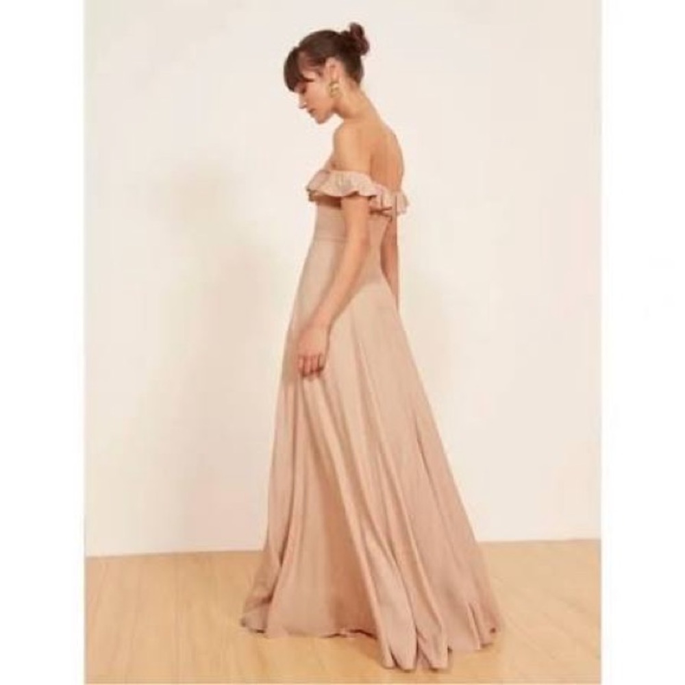 NEW NWT Reformation Verbena Dress Blush Pink Ruffle Maxi Size 2 - Picture 3 of 12